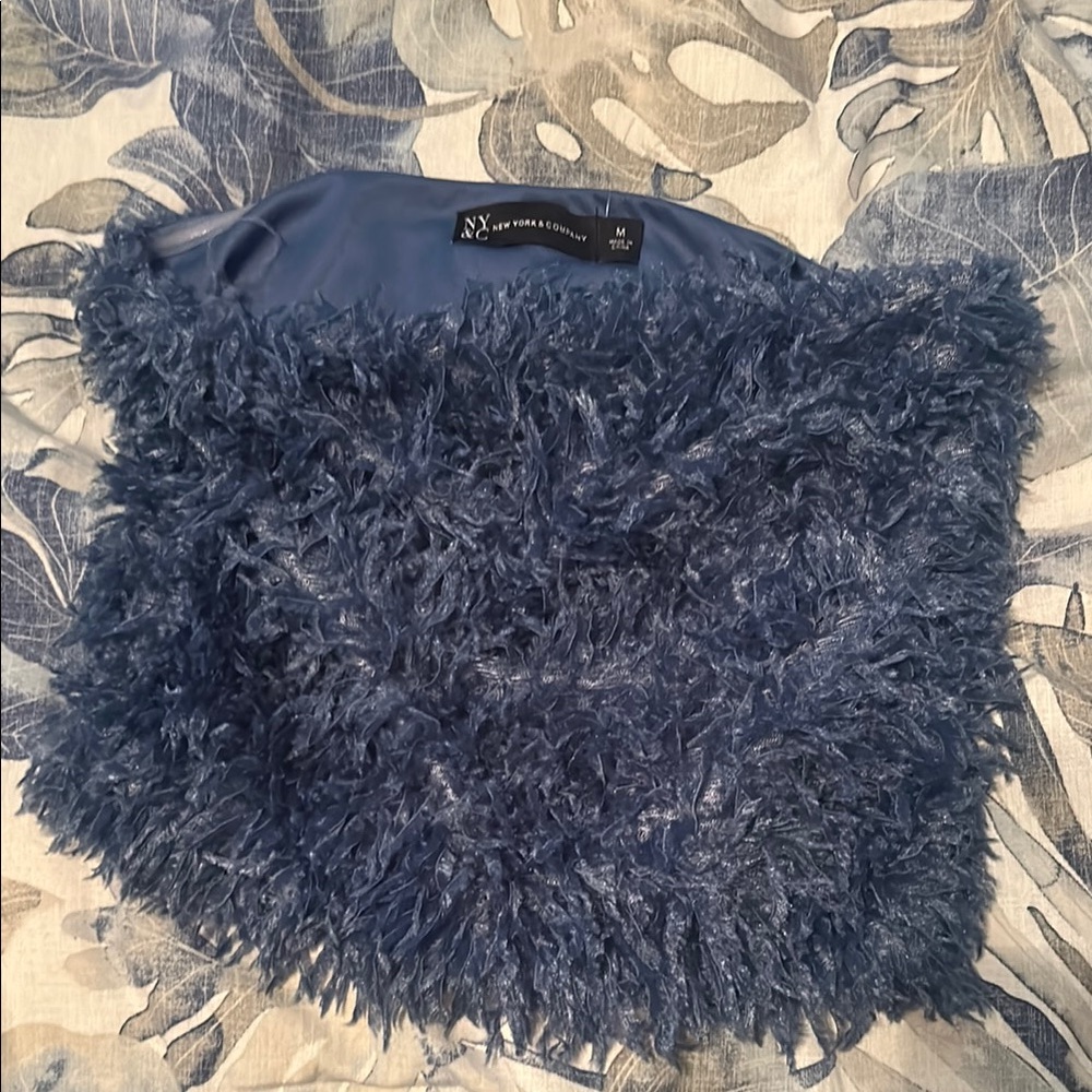 New York & Company feather Blue tube top
